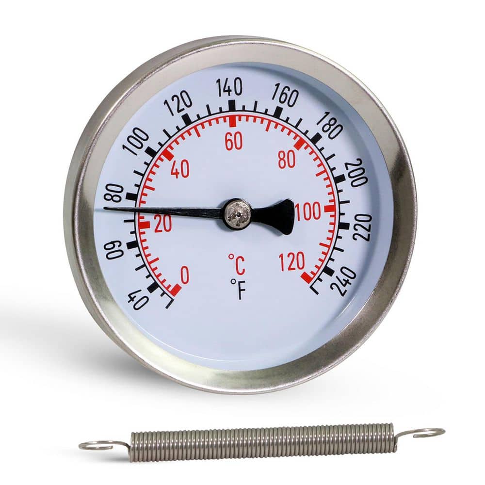 PLUMBFLEX 2,5 in. Klem-Op Thermometer Meter, 30 tot 250 Graden F/C