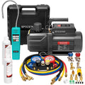 VIVOHOME 110V 1 PK 9,6 CFM Dubbeltraps HVAC Vacuümpomp en 4-Weg AC Manometer Set Kit met Lekdetector